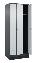 C+P Spind Classic PLUS 080020-39 mit Sockel 3 Abt. 250mm Drehriegel (HxBxT) 1950x750x500mm 7035/3003