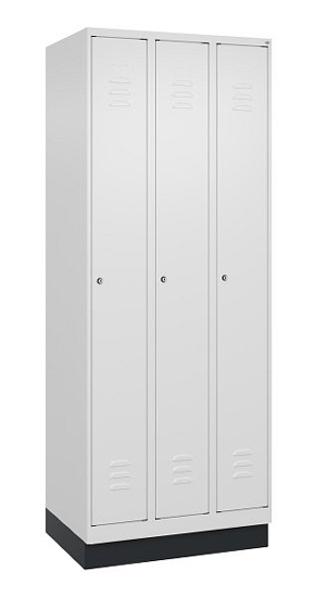 C+P Spind Classic PLUS 080020-39 mit Sockel 3 Abt. 250mm Drehriegel (HxBxT) 1950x750x500mm 7035/3003