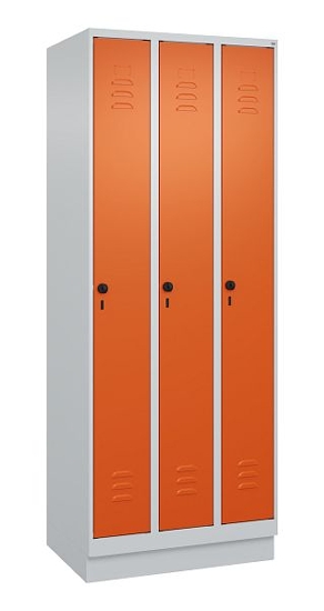 C+P Spind Classic PLUS 080020-39 mit Sockel 3 Abt. 250mm Drehriegel (HxBxT) 1950x750x500mm 7035/3003