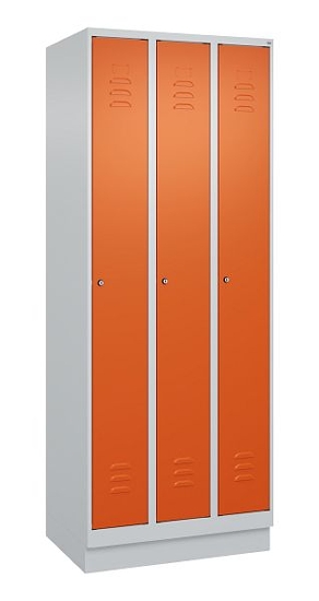 C+P Spind Classic PLUS 080020-39 mit Sockel 3 Abt. 250mm Drehriegel (HxBxT) 1950x750x500mm 7035/3003