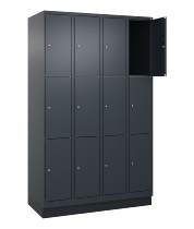 C+P Schließfachschrank Classic PLUS, Füße, 3 Abteile, 1950x900x500mm, 7016/7016