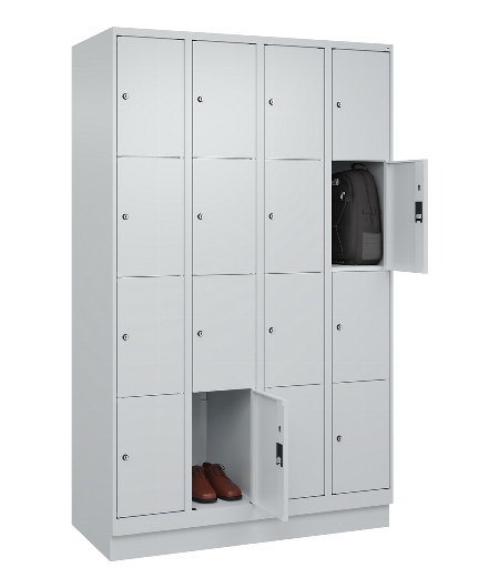 C+P Schließfachschrank Classic PLUS, Füße, 1 Abteil, 1950x300x500mm, 7035/5023