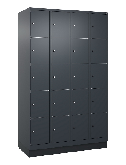 C+P Schließfachschrank Classic PLUS, Füße, 1 Abteil, 1950x300x500mm, 7035/5023