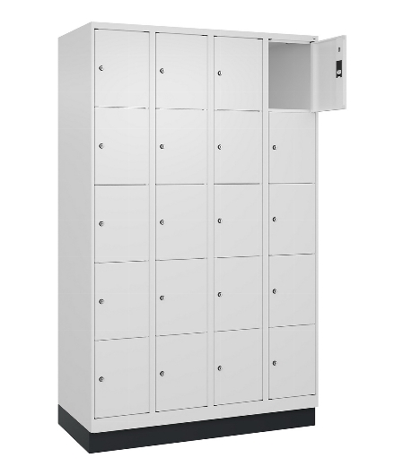 C+P Schließfachschrank Classic PLUS, Füße, 2 Abteile, 1950x800x500mm, 9016/9016