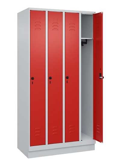 C+P Spind Classic PLUS 080020-39 mit Sockel 3 Abt. 250mm Drehriegel (HxBxT) 1950x750x500mm 7035/3003