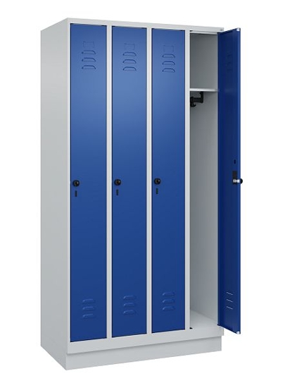 C+P Spind Classic PLUS 080020-39 mit Sockel 3 Abt. 250mm Drehriegel (HxBxT) 1950x750x500mm 7035/3003
