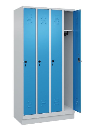 C+P Spind Classic PLUS 080020-39 mit Sockel 3 Abt. 250mm Drehriegel (HxBxT) 1950x750x500mm 7035/3003