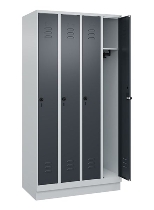 C+P Spind Classic PLUS 080020-39 mit Sockel 3 Abt. 250mm Drehriegel (HxBxT) 1950x750x500mm 7035/3003