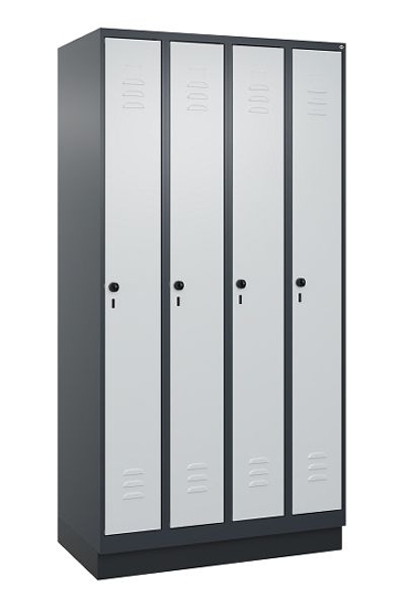 C+P Spind Classic PLUS 080020-39 mit Sockel 3 Abt. 250mm Drehriegel (HxBxT) 1950x750x500mm 7035/3003
