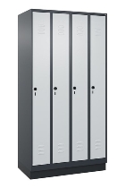 C+P Spind Classic PLUS 080020-39 mit Sockel 3 Abt. 250mm Drehriegel (HxBxT) 1950x750x500mm 7035/3003
