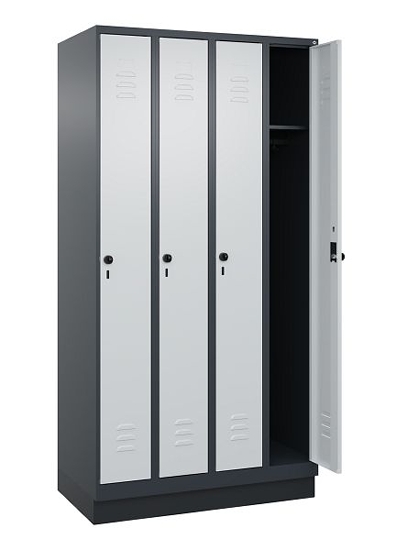 C+P Spind Classic PLUS 080020-39 mit Sockel 3 Abt. 250mm Drehriegel (HxBxT) 1950x750x500mm 7035/3003