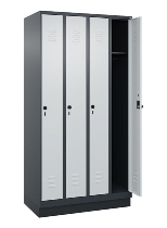 C+P Spind Classic PLUS 080020-39 mit Sockel 3 Abt. 250mm Drehriegel (HxBxT) 1950x750x500mm 7035/3003