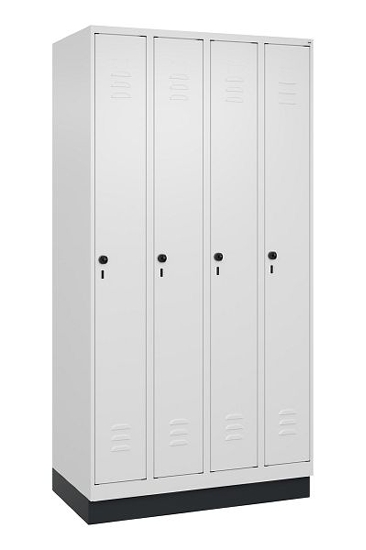 C+P Spind Classic PLUS 080020-39 mit Sockel 3 Abt. 250mm Drehriegel (HxBxT) 1950x750x500mm 7035/3003