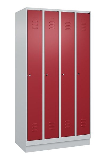 C+P Spind Classic PLUS 080020-39 mit Sockel 3 Abt. 250mm Drehriegel (HxBxT) 1950x750x500mm 7035/3003