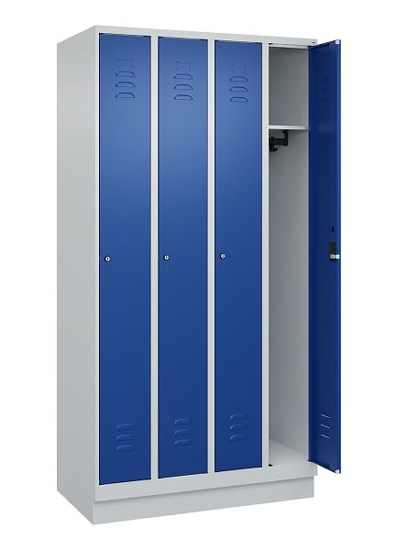 C+P Spind Classic PLUS 080020-39 mit Sockel 3 Abt. 250mm Drehriegel (HxBxT) 1950x750x500mm 7035/3003
