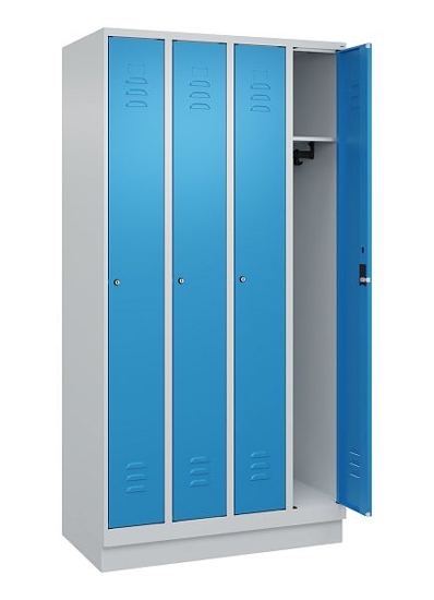 C+P Spind Classic PLUS 080020-39 mit Sockel 3 Abt. 250mm Drehriegel (HxBxT) 1950x750x500mm 7035/3003