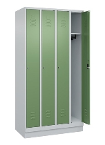 C+P Spind Classic PLUS 080020-39 mit Sockel 3 Abt. 250mm Drehriegel (HxBxT) 1950x750x500mm 7035/3003