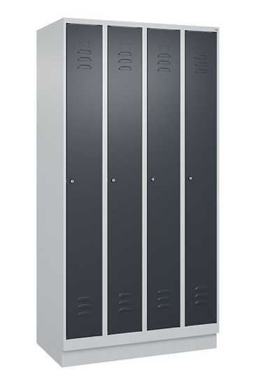 C+P Spind Classic PLUS 080020-39 mit Sockel 3 Abt. 250mm Drehriegel (HxBxT) 1950x750x500mm 7035/3003