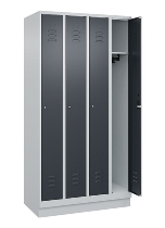 C+P Spind Classic PLUS 080020-39 mit Sockel 3 Abt. 250mm Drehriegel (HxBxT) 1950x750x500mm 7035/3003