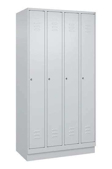 C+P Spind Classic PLUS 080020-39 mit Sockel 3 Abt. 250mm Drehriegel (HxBxT) 1950x750x500mm 7035/3003