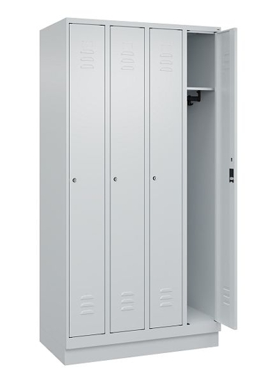 C+P Spind Classic PLUS 080020-39 mit Sockel 3 Abt. 250mm Drehriegel (HxBxT) 1950x750x500mm 7035/3003