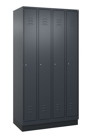 C+P Spind Classic PLUS 080020-39 mit Sockel 3 Abt. 250mm Drehriegel (HxBxT) 1950x750x500mm 7035/3003