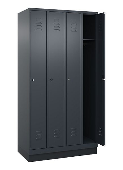 C+P Spind Classic PLUS 080020-39 mit Sockel 3 Abt. 250mm Drehriegel (HxBxT) 1950x750x500mm 7035/3003