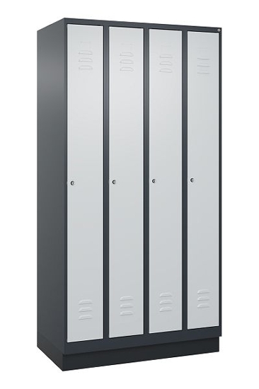 C+P Spind Classic PLUS 080020-39 mit Sockel 3 Abt. 250mm Drehriegel (HxBxT) 1950x750x500mm 7035/3003