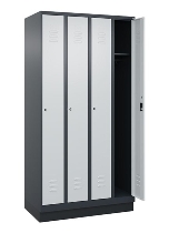 C+P Spind Classic PLUS 080020-39 mit Sockel 3 Abt. 250mm Drehriegel (HxBxT) 1950x750x500mm 7035/3003
