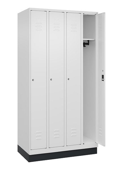 C+P Spind Classic PLUS 080020-39 mit Sockel 3 Abt. 250mm Drehriegel (HxBxT) 1950x750x500mm 7035/3003