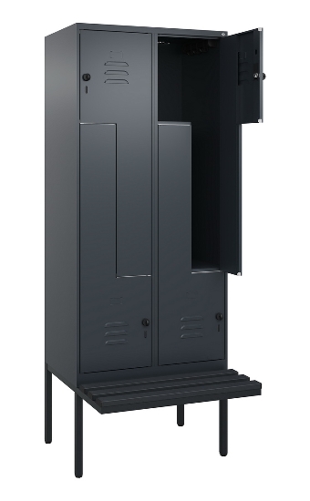 C+P Z-Spind Classic PLUS 0800437-306 schweb.Bank 6 Pers./3 Abt. 300mm Drehriegel (HxBxT) 2120x900x815mm k7016/7035