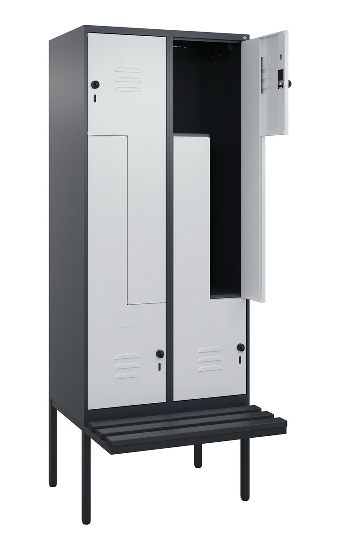 C+P Z-Spind Classic PLUS 0800437-306 schweb.Bank 6 Pers./3 Abt. 300mm Drehriegel (HxBxT) 2120x900x815mm k7016/7035