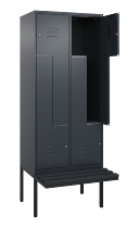 C+P Z-Spind Classic PLUS 0800437-306 schweb.Bank 6 Pers./3 Abt. 300mm Drehriegel (HxBxT) 2120x900x815mm k7016/7035