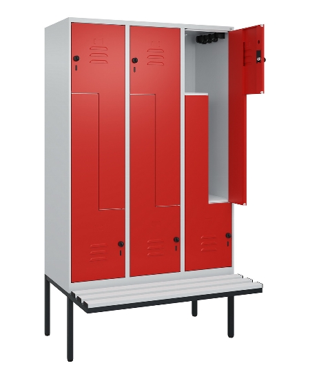 C+P Z-Spind Classic PLUS 0800437-306 schweb.Bank 6 Pers./3 Abt. 300mm Drehriegel (HxBxT) 2120x900x815mm k7016/7035