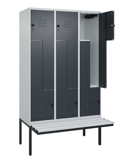 C+P Z-Spind Classic PLUS 0800437-306 schweb.Bank 6 Pers./3 Abt. 300mm Drehriegel (HxBxT) 2120x900x815mm k7016/7035