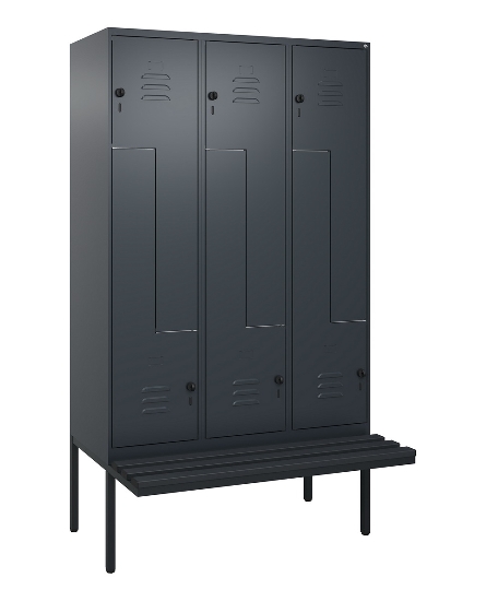 C+P Z-Spind Classic PLUS 0800437-306 schweb.Bank 6 Pers./3 Abt. 300mm Drehriegel (HxBxT) 2120x900x815mm k7016/7035