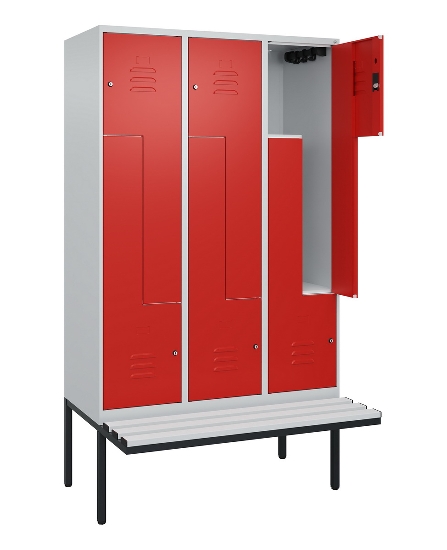 C+P Z-Spind Classic PLUS 0800437-306 schweb.Bank 6 Pers./3 Abt. 300mm Drehriegel (HxBxT) 2120x900x815mm k7016/7035