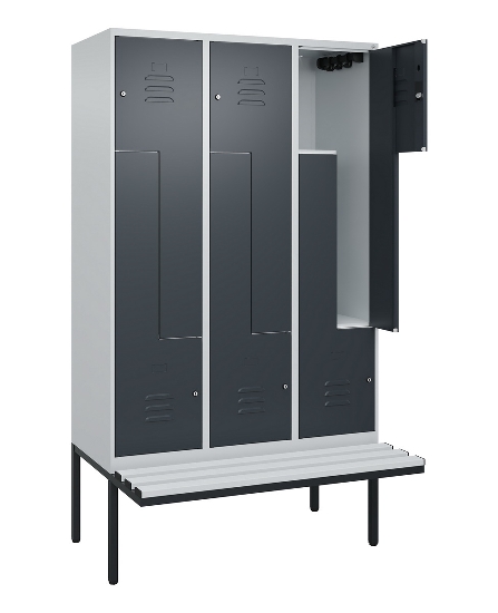 C+P Z-Spind Classic PLUS 0800437-306 schweb.Bank 6 Pers./3 Abt. 300mm Drehriegel (HxBxT) 2120x900x815mm k7016/7035