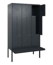 C+P Z-Spind Classic PLUS 0800437-306 schweb.Bank 6 Pers./3 Abt. 300mm Drehriegel (HxBxT) 2120x900x815mm k7016/7035