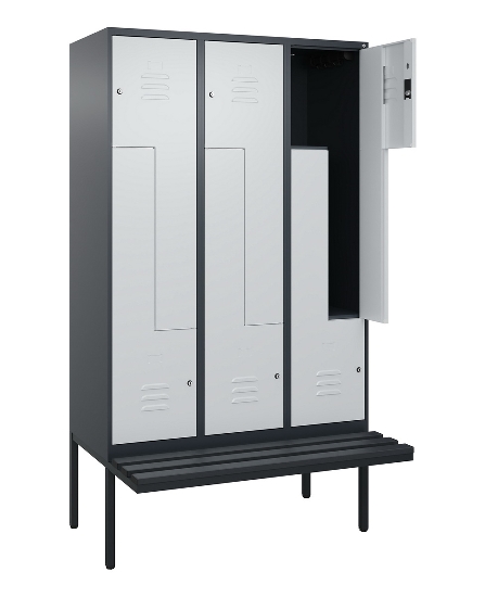 C+P Z-Spind Classic PLUS 0800437-306 schweb.Bank 6 Pers./3 Abt. 300mm Drehriegel (HxBxT) 2120x900x815mm k7016/7035