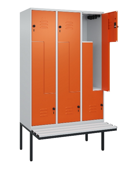 C+P Z-Spind Classic PLUS 0800437-306 schweb.Bank 6 Pers./3 Abt. 300mm Drehriegel (HxBxT) 2120x900x815mm k7016/7035