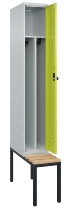 C+P Spind Classic PLUS 0800507-20f mit Trennwand +Sitzbank 2 Abt.300mm Drehriegel (HxBxT) 2120x600x815mm 7035/0024
