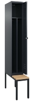 C+P Spind Classic PLUS 0800507-20f mit Trennwand +Sitzbank 2 Abt.300mm Drehriegel (HxBxT) 2120x600x815mm 7035/0024