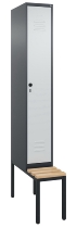 C+P Spind Classic PLUS 0800507-20f mit Trennwand +Sitzbank 2 Abt.300mm Drehriegel (HxBxT) 2120x600x815mm 7035/0024
