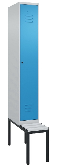C+P Spind Classic PLUS 0800507-20f mit Trennwand +Sitzbank 2 Abt.300mm Zylinderschloss (HxBxT) 2120x600x815mm k7016/7035