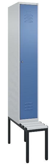 C+P Spind Classic PLUS 0800507-20f mit Trennwand +Sitzbank 2 Abt.300mm Zylinderschloss (HxBxT) 2120x600x815mm k7016/7035