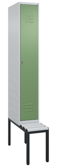 C+P Spind Classic PLUS 0800507-20f mit Trennwand +Sitzbank 2 Abt.300mm Zylinderschloss (HxBxT) 2120x600x815mm k7016/7035