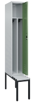 C+P Spind Classic PLUS 0800507-20f mit Trennwand +Sitzbank 2 Abt.300mm Zylinderschloss (HxBxT) 2120x600x815mm k7016/7035
