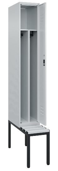 C+P Spind Classic PLUS 0800507-20f mit Trennwand +Sitzbank 2 Abt.300mm Zylinderschloss (HxBxT) 2120x600x815mm k7016/7035