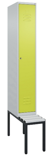 C+P Spind Classic PLUS 0800507-20f mit Trennwand +Sitzbank 2 Abt.300mm Zylinderschloss (HxBxT) 2120x600x815mm k7016/7035